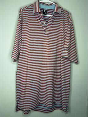 Footjoy FJ Red Striped Polo Shirt Men's Sz Large